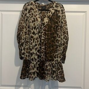 Vintage Bebe Sheer Flowy Leopard Dress Coverup Size S